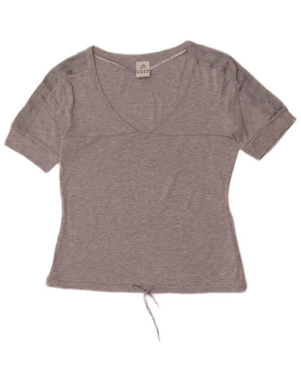 Adidas Womens Crop T-Shirt Top UK 12 Medium Grey Flecked Bomuld