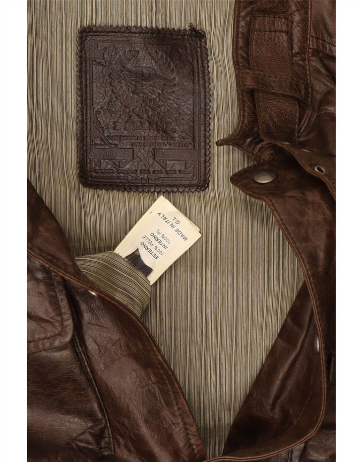 Vintage Herre Læderjakke UK 38 Medium Brun Læder