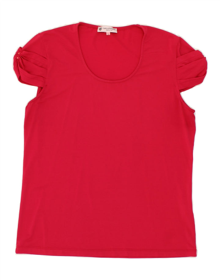 CARLA FERRONI Womens Blouse Top UK 14 Large Pink Acetate Vintage CARLA FERRONI and Second-Hand CARLA FERRONI from Messina Hembry 