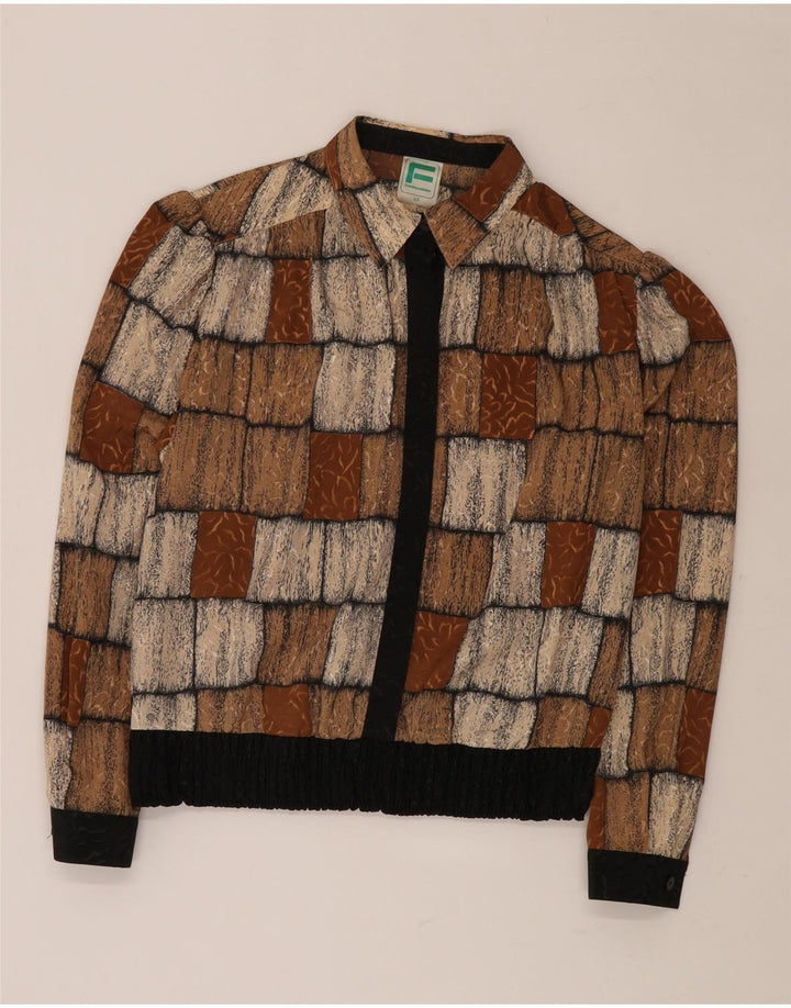 FRANKENWALDER Dame skjortebluse EU 42 Stor brun patchwork polyester