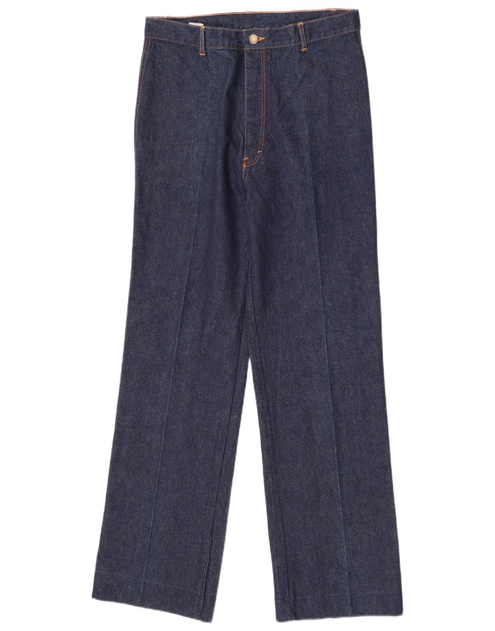 Vintage lige jeans til kvinder W34 L32 marineblå bomuld
