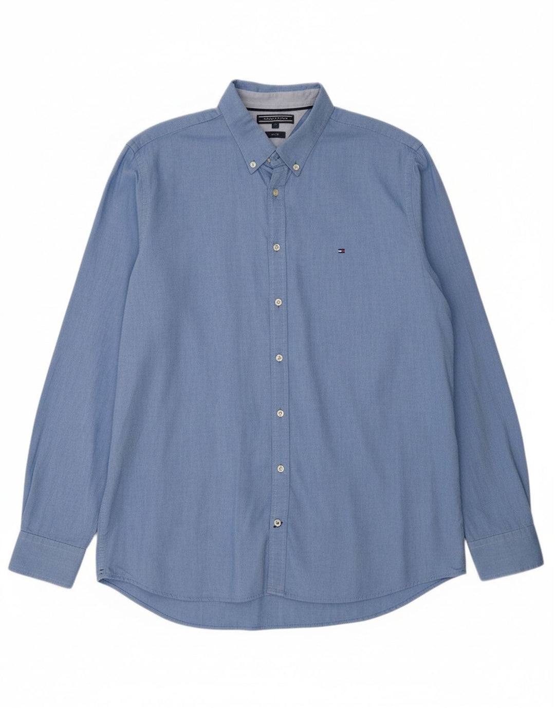 TOMMY HILFIGER Mens Slim Fit Shirt 2XL Blue Cotton