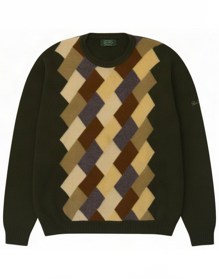 Peter Scott Herretrøjetrøje med rund hals Medium Grøn Argyle/Diamond