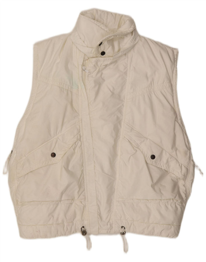 Vintage Herre Loose Fit Polstret Gilet UK 38 Medium White Polyester