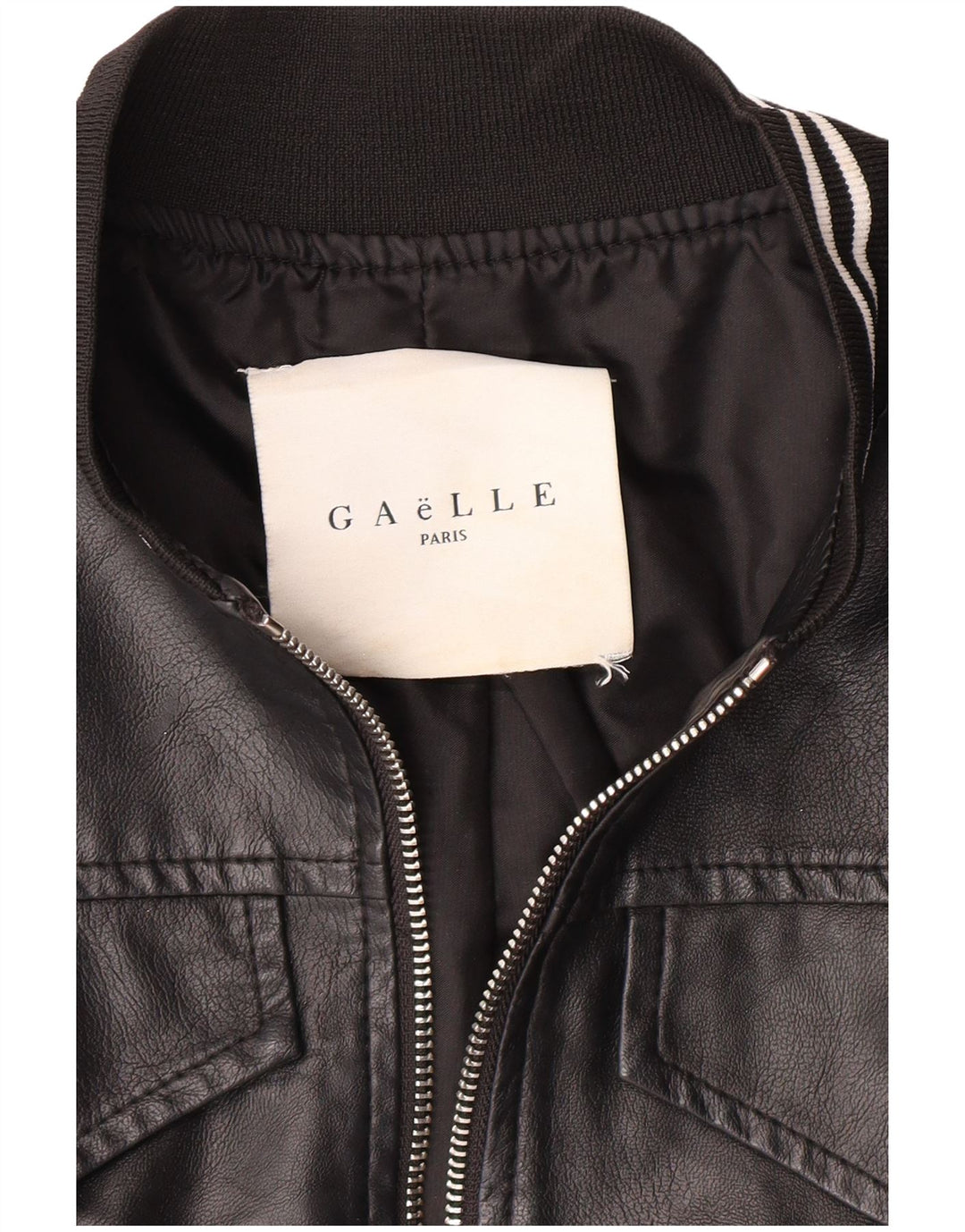 GAELLE Graphic Crop læderjakke til kvinder UK 6 XS Sort