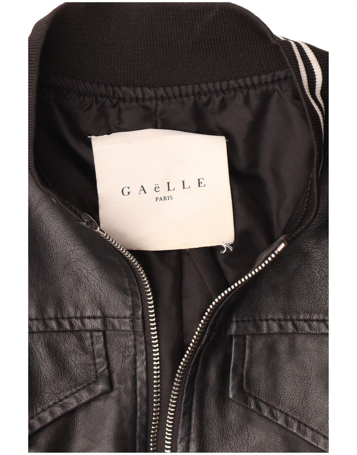 GAELLE Graphic Crop læderjakke til kvinder UK 6 XS Sort