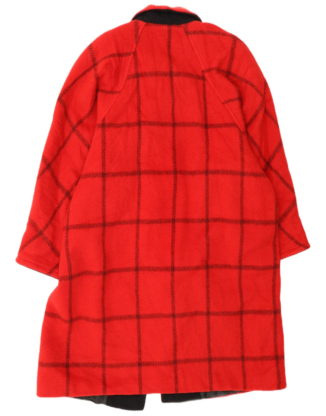 Vintage oversized dobbeltradet frakke til kvinder IT 44 Medium rød ternet uld