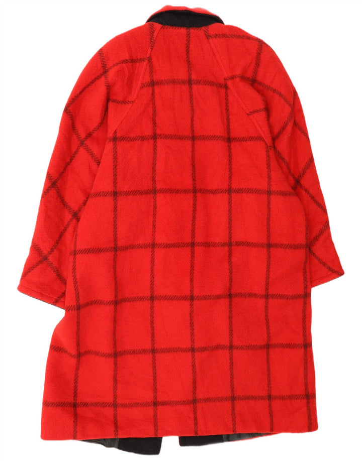 Vintage oversized dobbeltradet frakke til kvinder IT 44 Medium rød ternet uld
