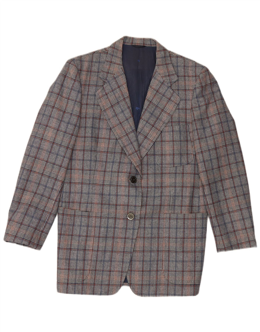 Quantas Dame Longline Blazer Jacket UK 14 Medium Blue Houndstooth