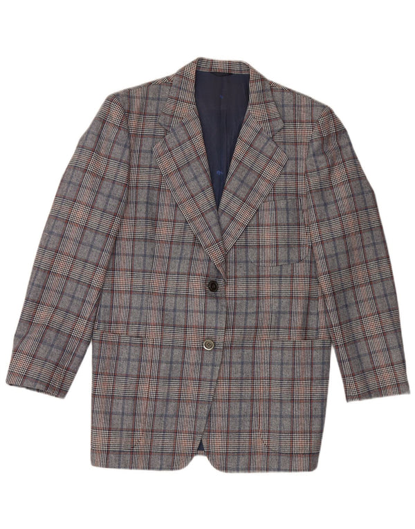 Quantas Dame Longline Blazer Jacket UK 14 Medium Blue Houndstooth