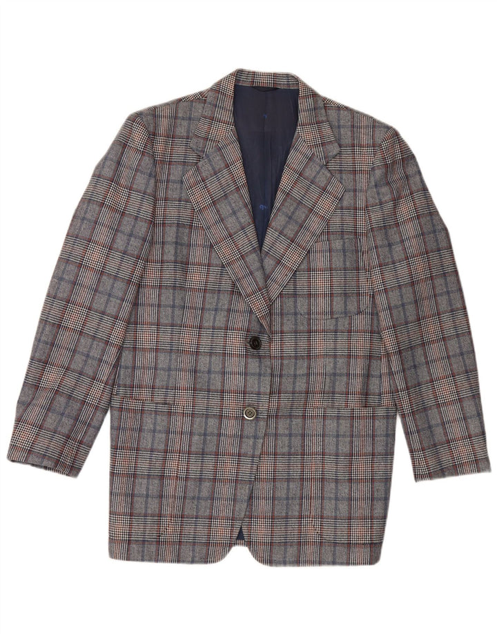 Quantas Dame Longline Blazer Jacket UK 14 Medium Blue Houndstooth