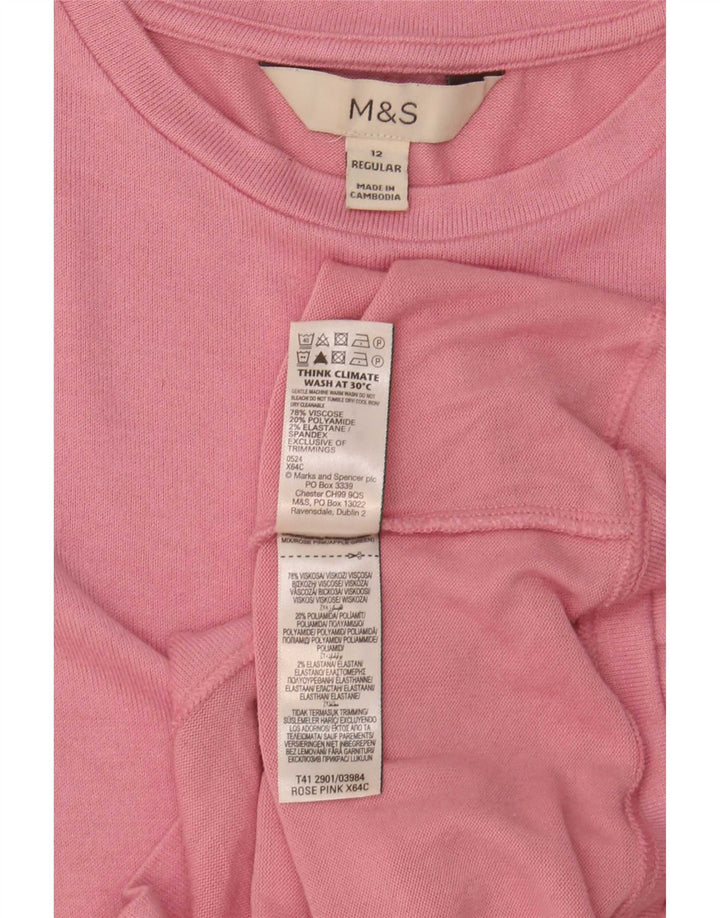 Marks & Spencer Dametop Langærmet UK 12 Medium Pink Viscose