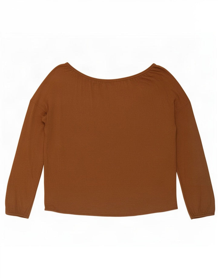 Benetton Womens Oversized Off Shoulder Top UK 14 Medium Beige Viscose