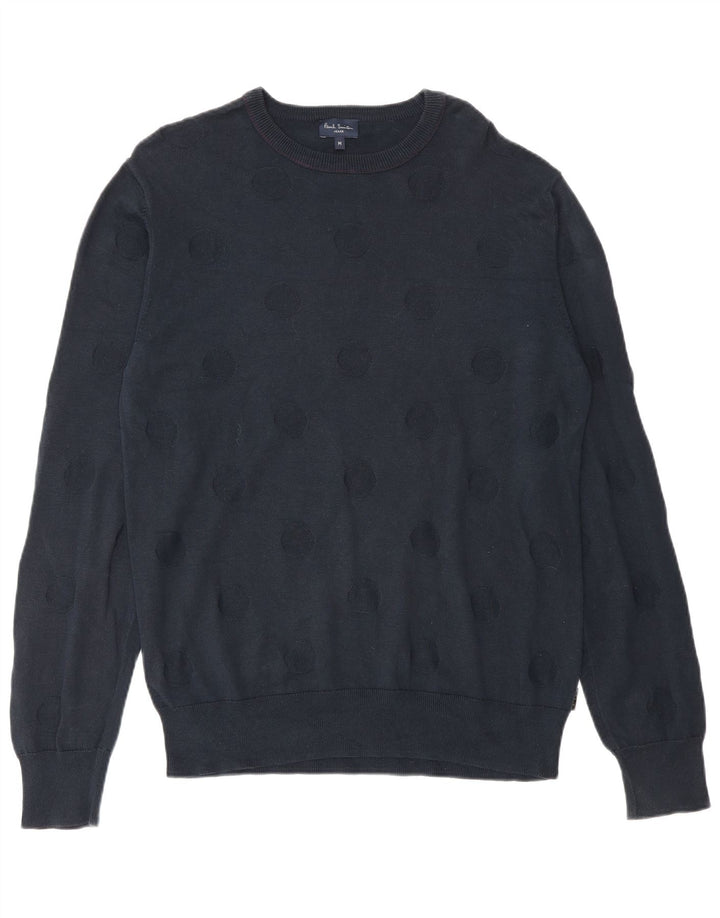 Paul Smith Herre rund hals sweater mellem marineblå geometrisk bomuld