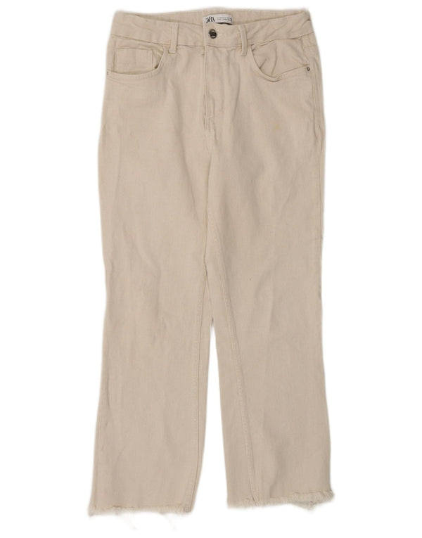 Zara Womens Cropped Jeans EU 40 Medium W30 L25 Beige Bomuld