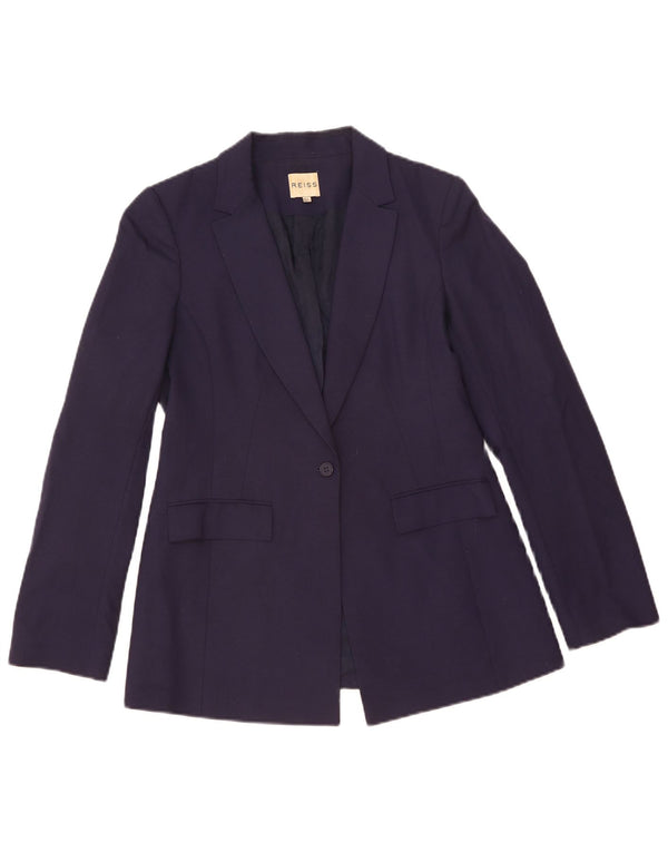 Reiss Dame 1 Knap Blazer Jacket UK 10 Small Navy Blue Viscose