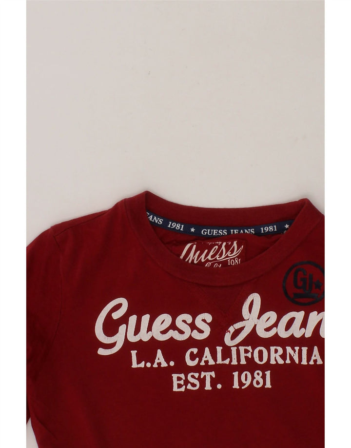 GUESS Girls Graphic Top Long Sleeve 4-5 Years Red Cotton Vintage Guess and Second-Hand Guess from Messina Hembry 