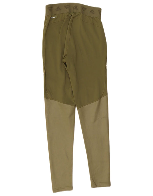 Adidas Aeroready Leggings til kvinder UK 8/10 Small Khaki Colourblock Polyester