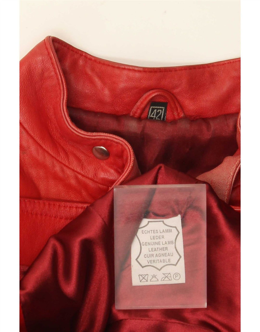 VINTAGE Womens Crop læder racerjakke IT 42 Medium rødt læder