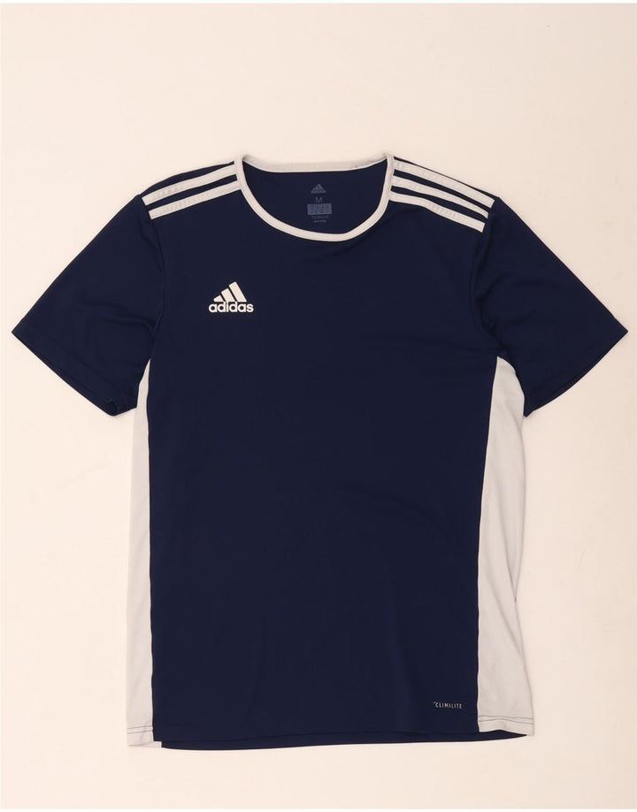 Adidas Herre Climalite T-Shirt Top Medium Marineblå Colourblock Polyester