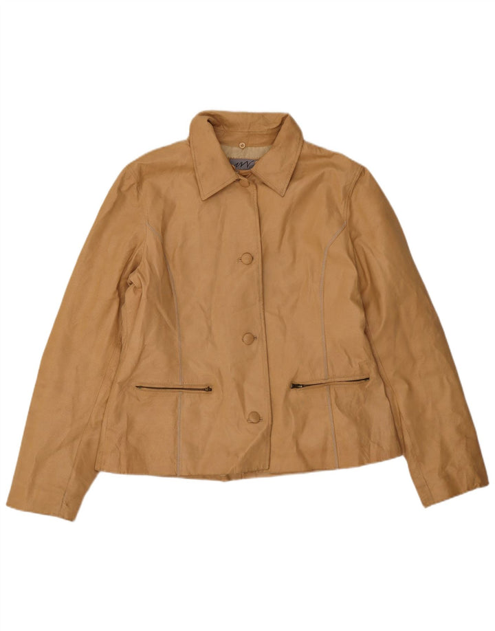 Vintage læderjakke til kvinder UK 18 XL beige læder