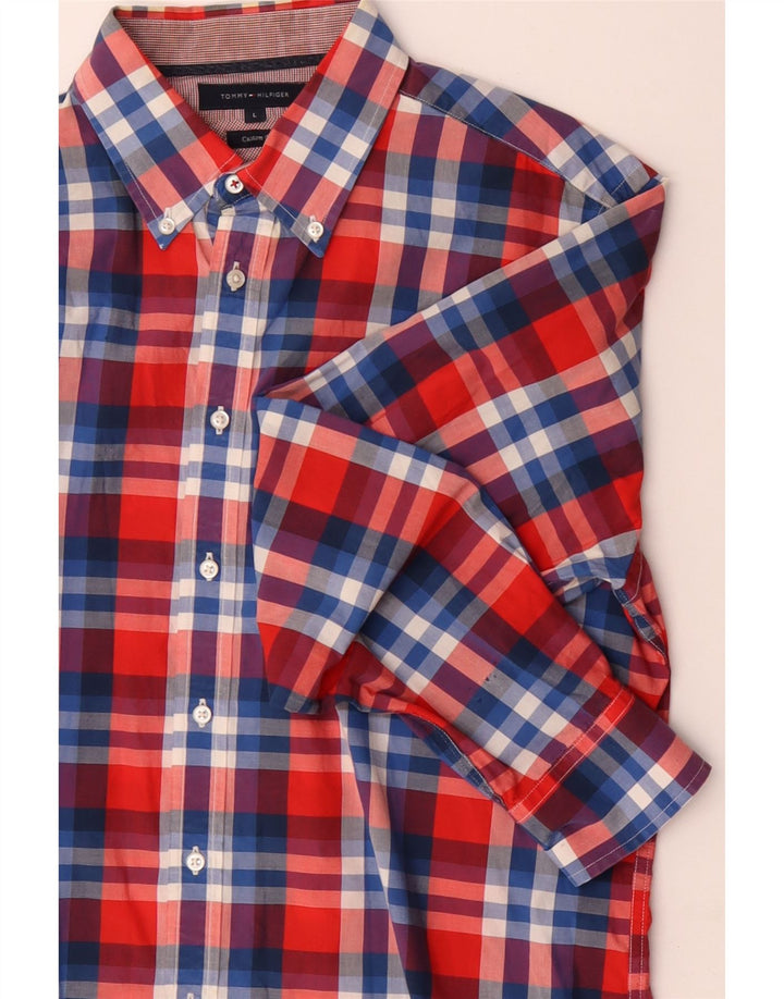 TOMMY HILFIGER Herre Custom Fit skjorte Stor flerfarvet ternet bomuld