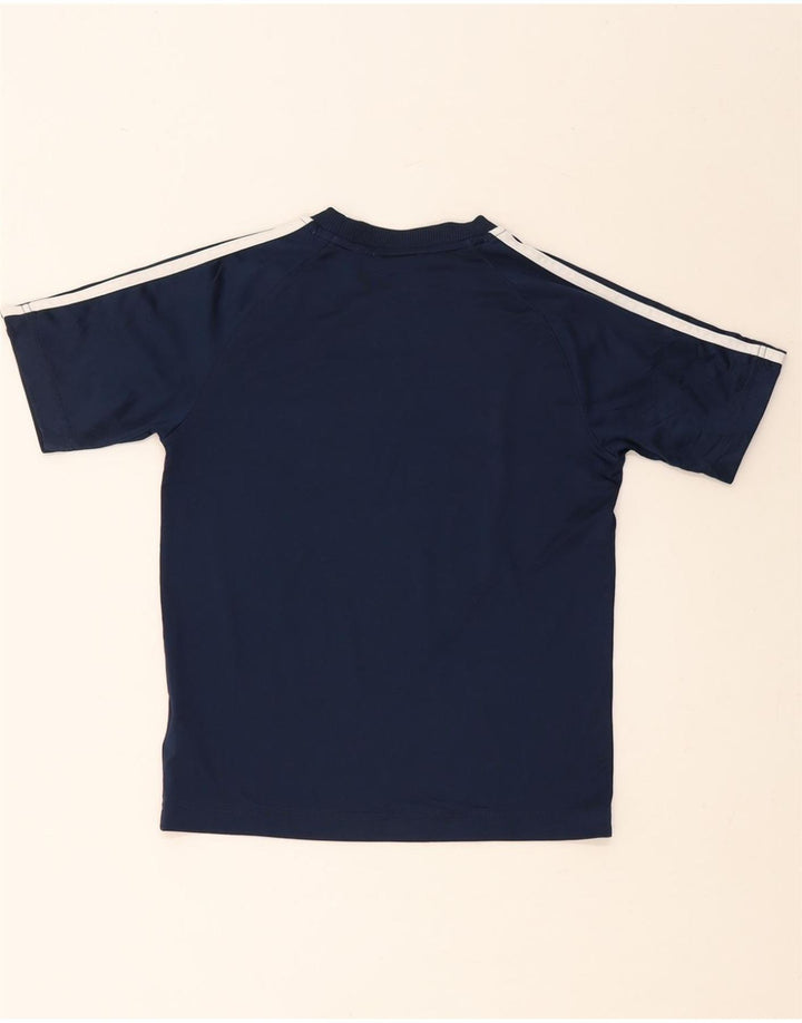 ADIDAS Boys T-Shirt Top 9-10 Years Navy Blue Colourblock Polyester