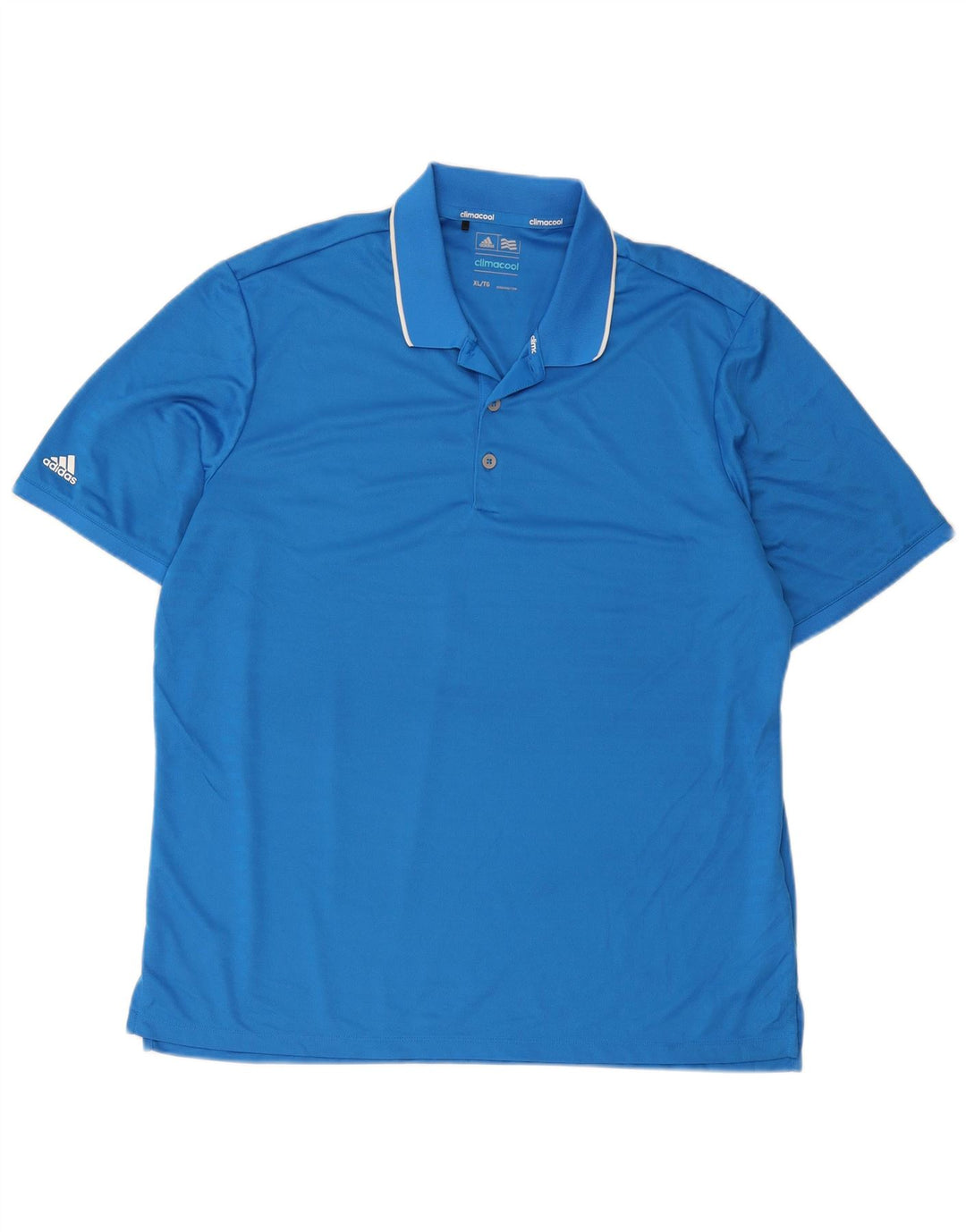 Adidas Herre Climacool Polo Shirt XL Blå Stribet Polyester