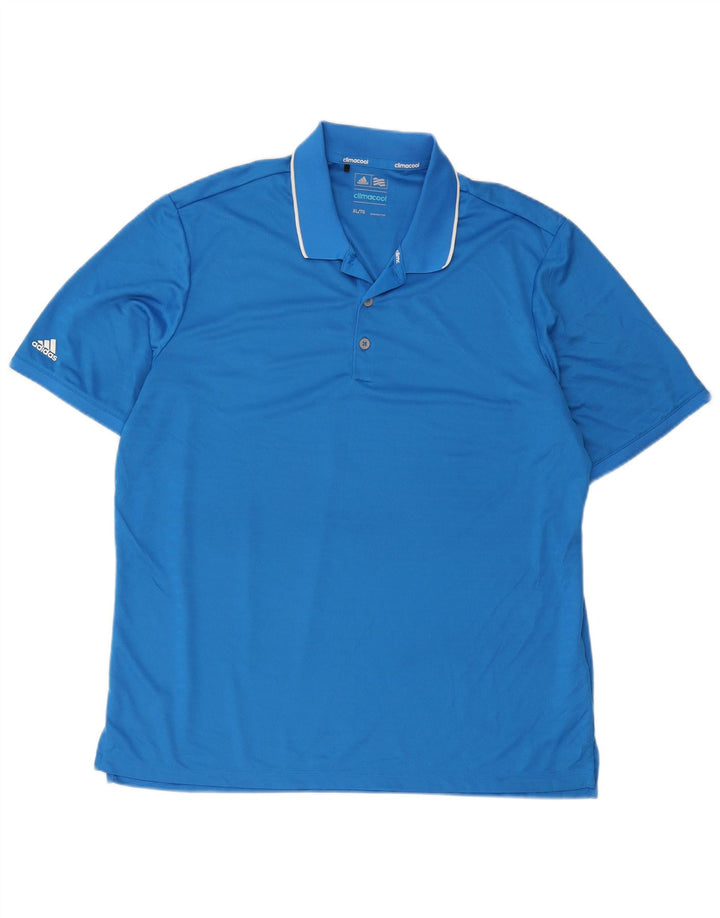 Adidas Herre Climacool Polo Shirt XL Blå Stribet Polyester