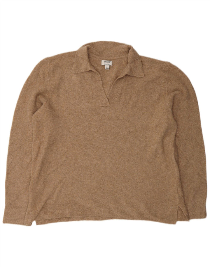 J. CREW Dame Oversized Polo Neck Sweater UK 16 Stor Brun