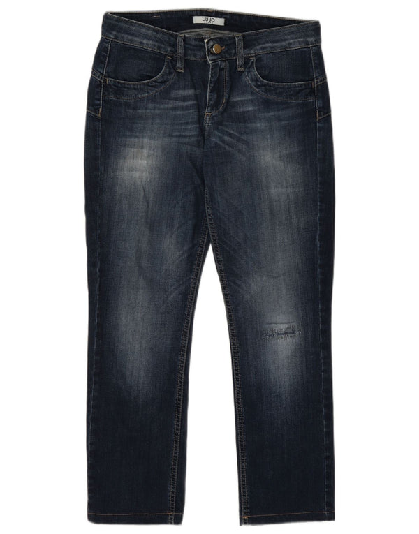 Liu Jo Dame Distressed Straight Jeans UK 14 Medium W30 L26 Blue Cotton