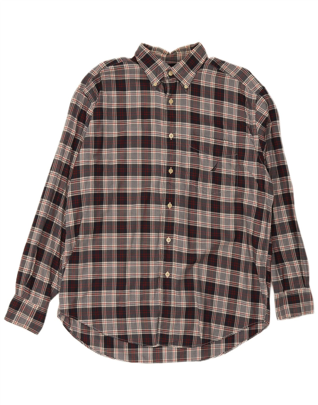 Nautica Herre Regular Fit skjorte Stor marineblå plaid bomuld