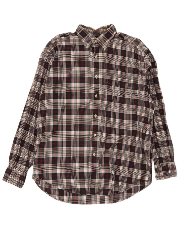 Nautica Herre Regular Fit skjorte Stor marineblå plaid bomuld