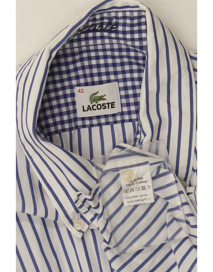 Lacoste herreskjorte str. 42 Stor hvid nålestribet bomuld