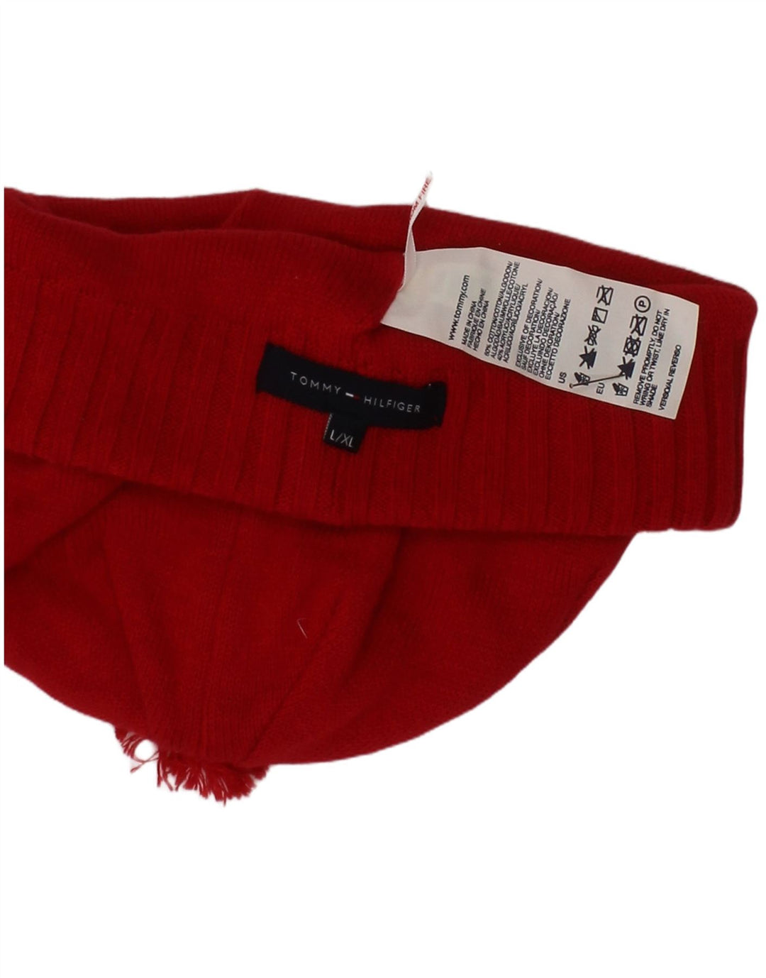 Tommy Hilfiger Dame Strik Beanie Hat Large/XL Rød Bomuld