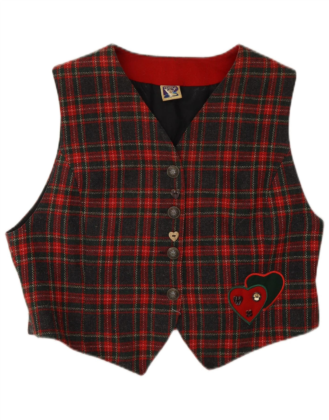 C&A Womens Crop vest UK 16 Stor rødternet polyester