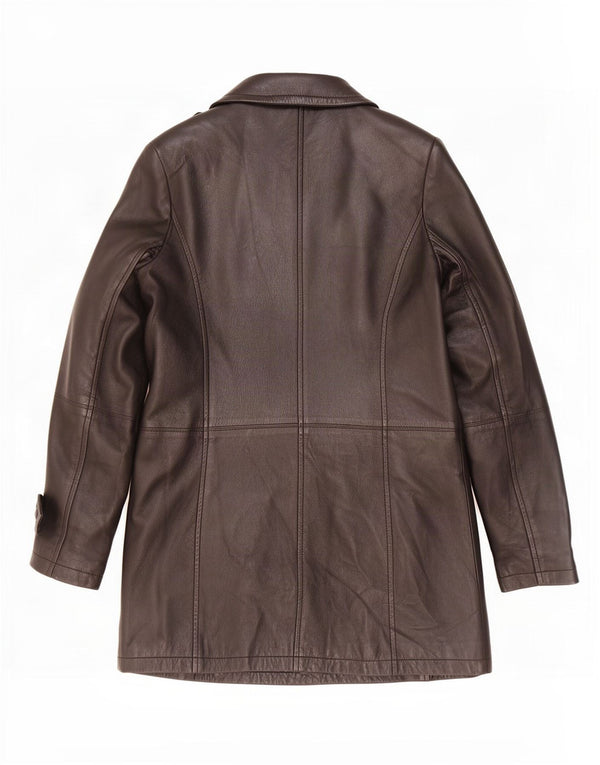 Vintage Womens Leather Coat UK 10 Small Black