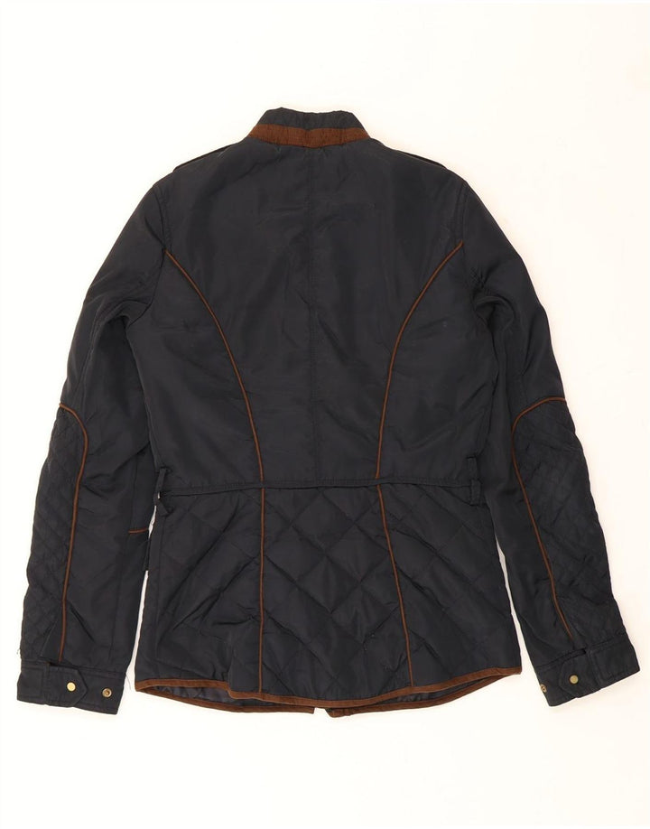 ZARA Womens Military Jacket UK 6 XS Navy Blue Polyester Vintage Zara and Second-Hand Zara from Messina Hembry 