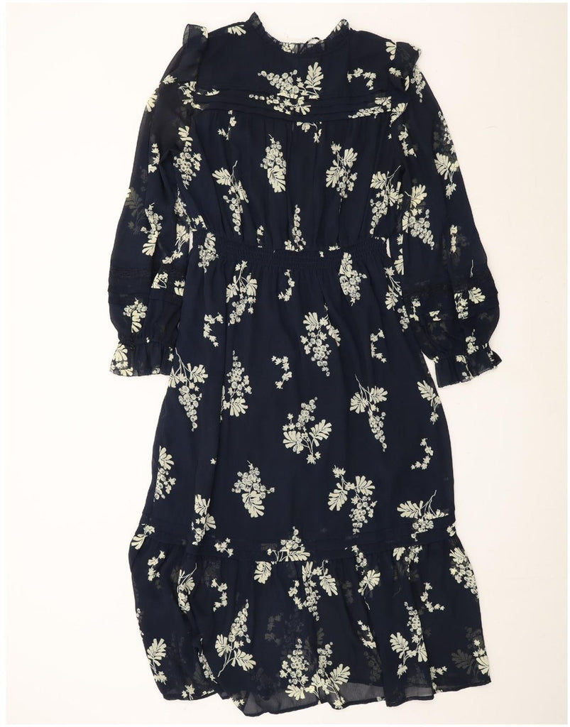 PER UNA Womens Long Sleeve Maxi Dress UK 12 Medium Navy Blue Floral Vintage Per Una and Second-Hand Per Una from Messina Hembry 