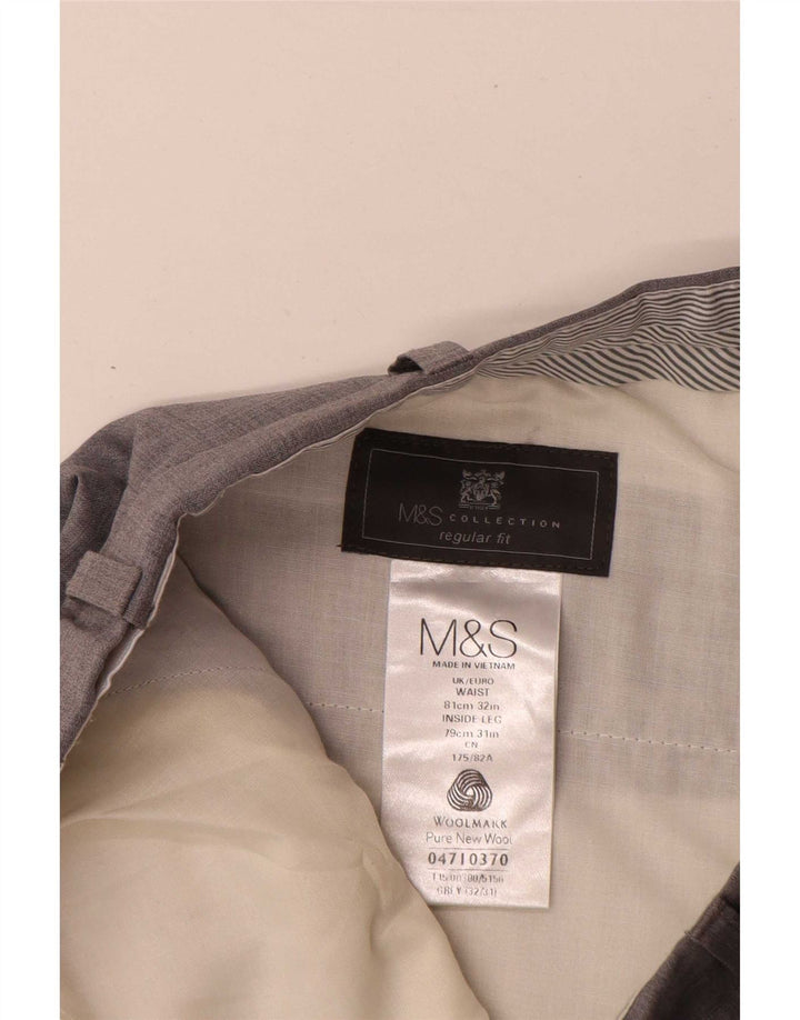 Marks & Spencer Herre Regular Fit Suit Bukser W32 L31 Grå uld
