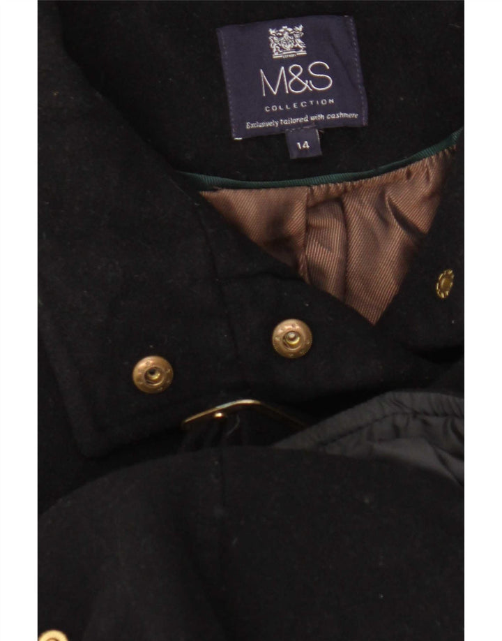 Marks & Spencer Dame Overfrakke UK 14 Medium Sort Uld