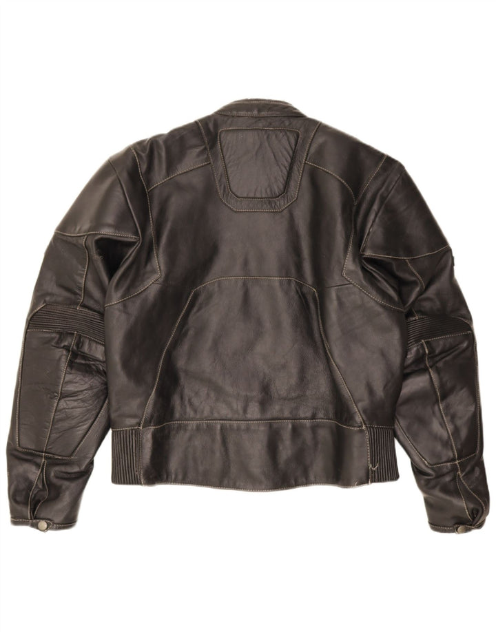 POLO Dame Læder Racer Jakke UK 14 Medium Sort Læder