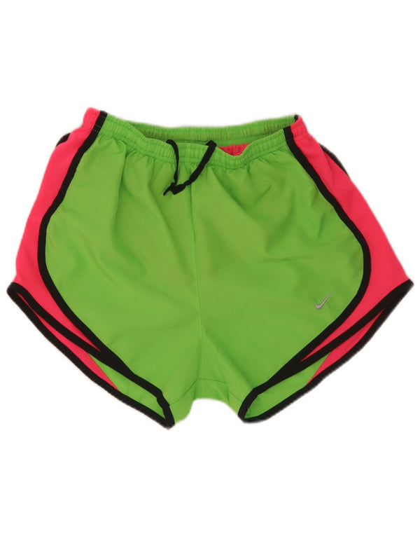 Nike Womens Dri Fit Sport Shorts UK 6 XS Green Colourblock