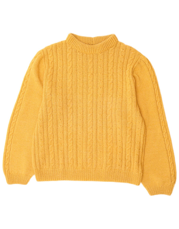 VINTAGE Dame Turtle Neck Sweater UK 14 Large Yellow