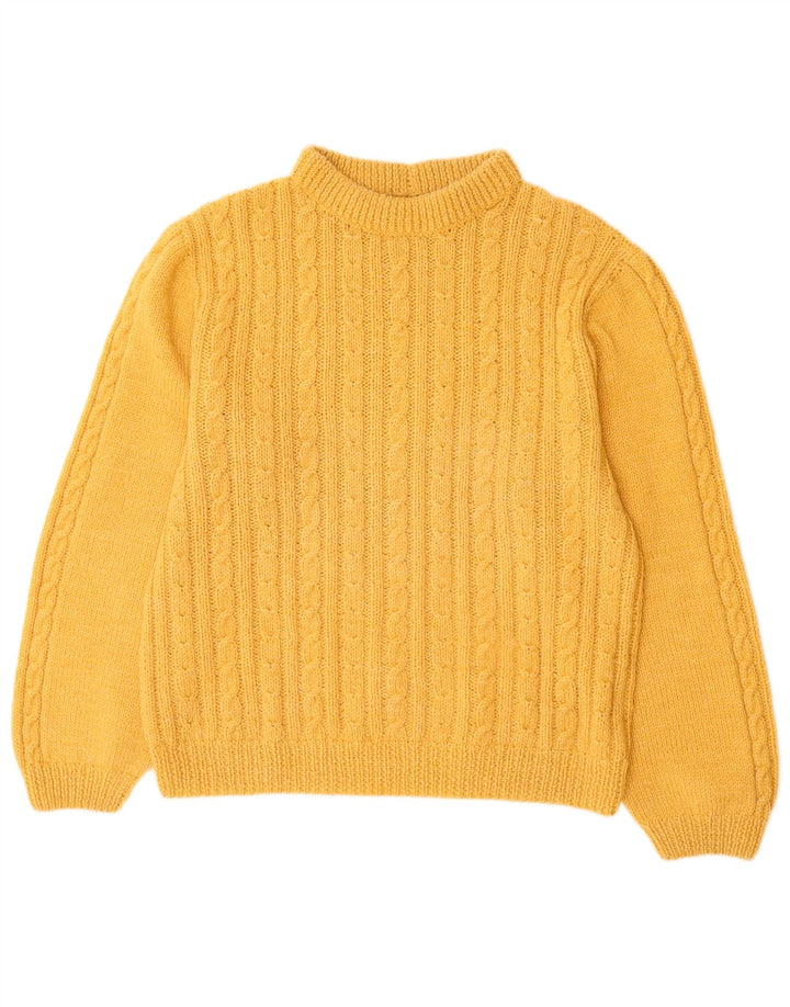 VINTAGE Dame Turtle Neck Sweater UK 14 Large Yellow