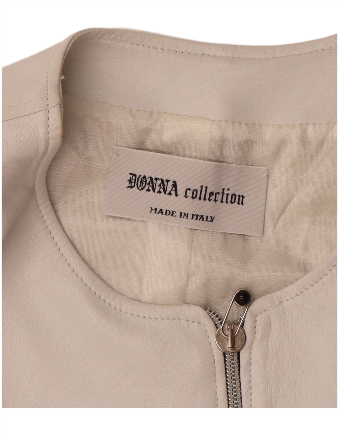 VINTAGE Dame Læder Gilet UK 12 Medium White