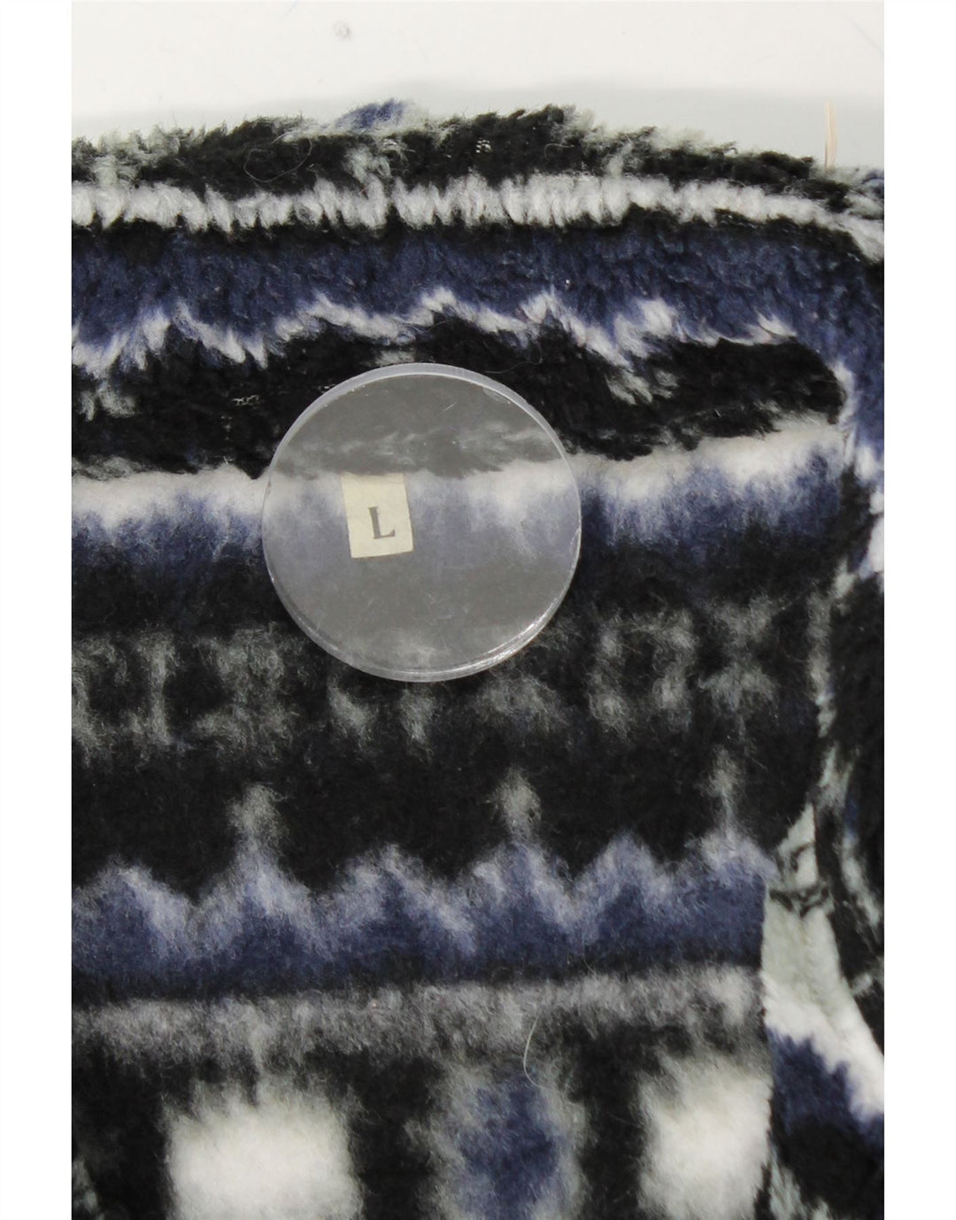 VINTAGE Fleecejakke til mænd UK 40 Large Navy Blue Fair Isle