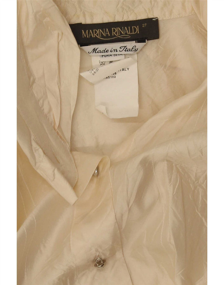 Marina Rinaldi Dame Oversized skjortebluse Størrelse 27 Stor Beige Silke