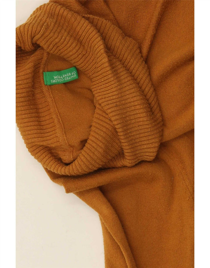 Benetton Dame Rullehals Sweater UK 8 Lille Gul