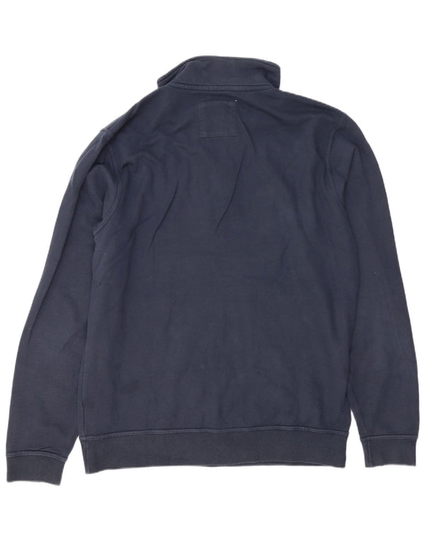 Besætningstøj Herre Zip Neck Sweatshirt Jumper Stor marineblå bomuld